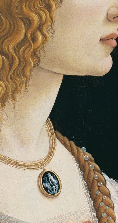 Il collo del Botticelli Simonetta Vespucci, Botticelli Art, Botticelli Paintings, Lady Portrait, Sandro Botticelli, Rennaissance Art, Historical Painting, Art Ancien, Tableau Art