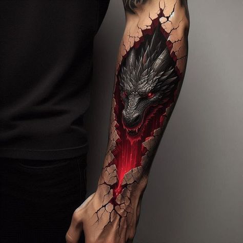 Dragon Tattoos On Arm, 3d Dragon Tattoo, Tato 3d, Dragon Tattoo Back, Black Dragon Tattoo, Dragon Tattoo Arm, Best Couple Tattoos, Animal Sleeve Tattoo, Dragon Tattoo Art