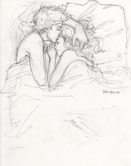 Bellamy & Clarke #bellarke Boyfriend Girlfriend Anime Art, Cute Couple Comic Art, Boyfriend Girlfriend Drawings, Couple Sketch Romantic Bed, Sketches Of Couples In Bed, Romance Sketch, Sleep Bed, Couple Sketch, Soulmate Love Quotes