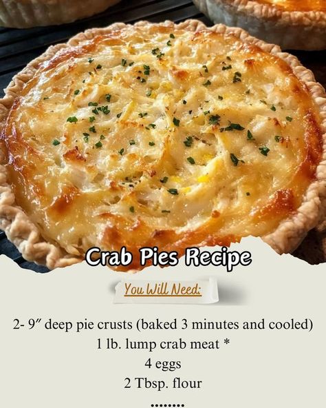 Southern Crab Pie Recipe, Crab Pie, Southern Crab Pie, Maryland Crab Pie Recipe, Crab Pot Pie, Crab Meat Quiche, Seafood Pie Creamy, Seafood Quiche Recipes Crab Meat, Crab Pie Recipe