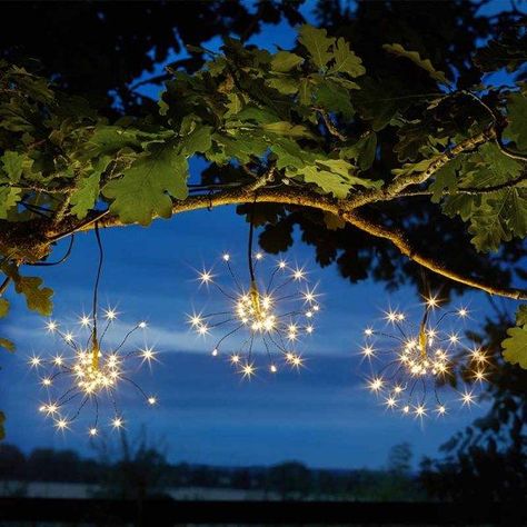 Triple Starburst String Light from Olive and Sage Forest Bedroom, Starburst Light, Garden String Lights, Led String Lights Outdoor, Outdoor Entertaining Spaces, Smart Garden, Solar String Lights, Solar Garden, String Lights Outdoor