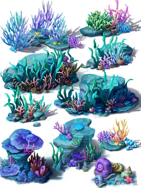 Underwater Painting, Underwater Scene, Underwater Art, Posca Art, Sea Art, 판타지 아트, Environment Concept Art, Environmental Art, Ocean Art