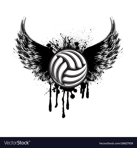 Black Volleyball, About Volleyball, Black And White Grunge, White Grunge, Angel Wings Tattoo, Wings Tattoo, Angel Wings, Volleyball, Angel