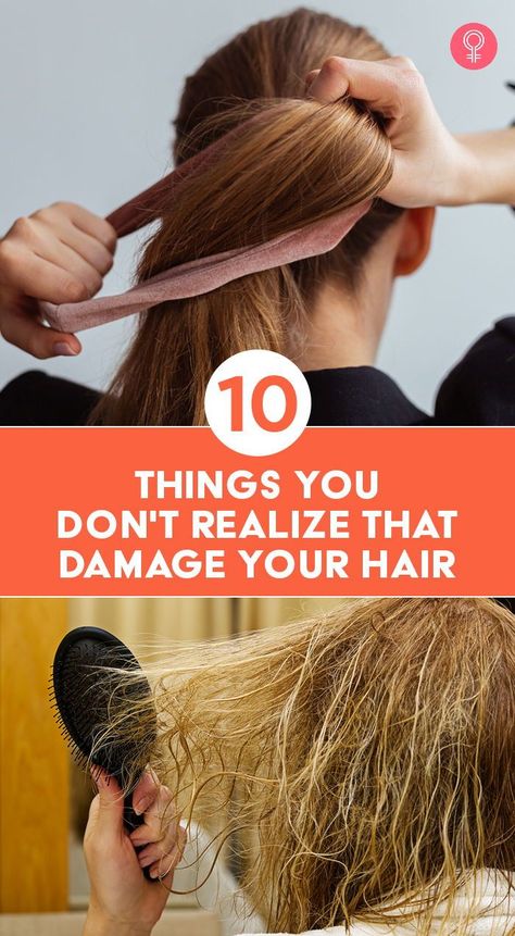 10 Things You Don't Realize That Damage Your Hair: Extreme care is never good, especially when it comes to your hair. Not knowing what is suitable for your hair type and experimenting with every trick in the world will get you nowhere. Here in this article, we have discussed some common mistakes people make with their hair that lead to poor hair quality. Read on! #haircare #haircaretips #damagedhair Hairstyle That Dont Damage Hair, Hairstyles That Dont Damage Hair, Damage Free Hairstyles, Damaged Hair Hairstyles, Hairstyles For Damaged Hair, Hair Breakage Remedies, Stop Hair Breakage, Easy Care Hairstyles, Hair Mistakes