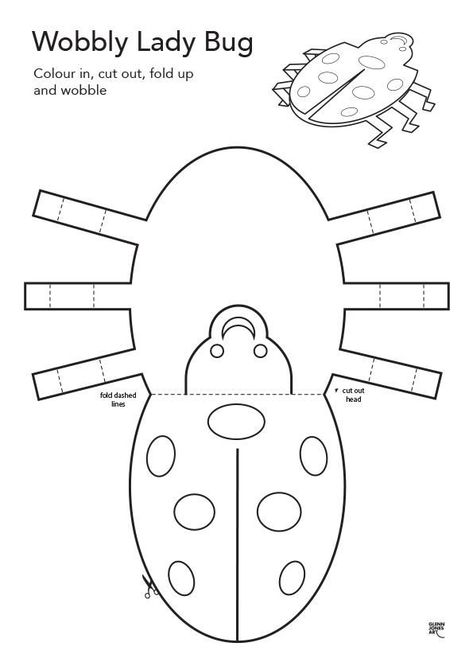 Wobbly Lady Bug Ideas For Art And Craft, Spring Crafts For Kids Printable, Cut Out Activities For Kids, Build A Printable, Cut Out Crafts Free Printable, Cut Out Crafts For Kids, Kids Ideas Activities, Paper Activities For Kids, Kids Printable Crafts