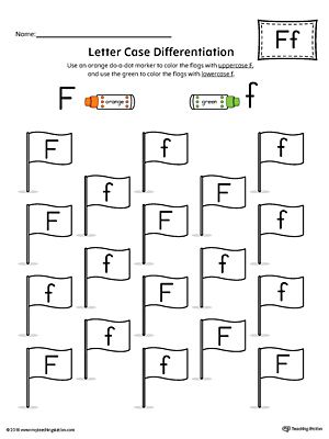 Letter Case Recognition Worksheet: Letter F Worksheet.This fun and coloring activity helps preschoolers and kindergarteners recognize the difference between the uppercase and lowercase F. Letter Case Differentiation Worksheet, Letter Ff Activities Preschool, Uppercase And Lowercase Letters Activity, Letter F Worksheets Kindergarten, Preschool Letter F Activities, Letter Ff Worksheets, Worksheet Letter F, F Worksheets Preschool, Letter F Preschool Activities