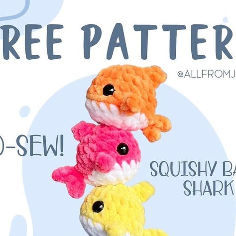 Crochet Plush Pattern Free Easy, Small No Sew Crochet, Free Crochet Jellyfish Pattern, Low Sew Crochet Patterns, Crochet Baby Shark Free Pattern, How To Crochet A Shark, Wobbles Crochet Free Pattern, Crochet Baby Animals Free Pattern, No See Crochet Patterns