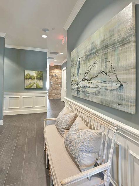 Wall color is Sea Pines from Benjamin Moore. 2016 paint color forecasts and trends. Image via Heather Scott. Colour Furniture, Sarah Richardson, Wall Colour, Coastal Life, Room Paint Colors, House Exteriors, Room Color, Interior Paint Colors, Cool Ideas