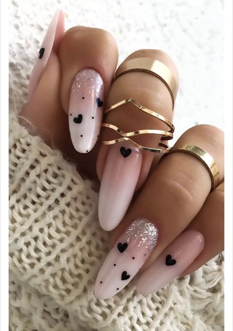 Valentino 2024, Heart Nail Designs, Heart Nail, Winter Nails Acrylic, Sparkle Nails, Heart Nails, Classy Nails, Chic Nails, Valentines Nails