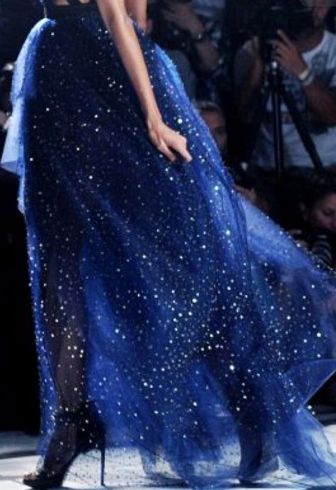 Starry Blue Dress, Blue Aesthetic Dress, Celestial Aesthetic Clothes, Starry Night Gown, Ball Gown Aesthetic, Formal Themes, Start Night, Writing Aesthetics, Gown Aesthetic