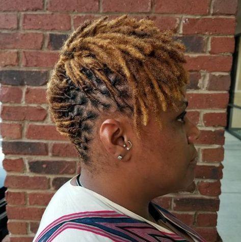 Short loc styles #locs #loclivin #locwithcolor #locstyles #womenwithlocs #locbun Really Short Locs, Unique Loc Styles Short, Loc Updo Styles Short, Styles Locs, Really Short Haircuts, Now Accepting New Clients, Locs Natural Hair, Short Loc Styles, Locs Natural