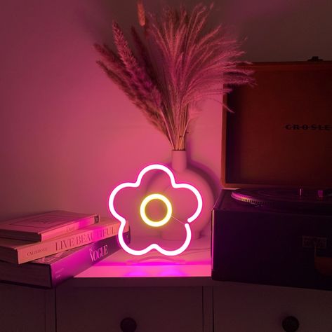 #NeonSignNames #NeonInspiration #NeonSigns #BrightIdeas Neon Signs For Room, Flower Neon Sign, Neon Wall Lights, Signs For Room, Neon Ideas, Nerd Cave, Commercial Signs, Lights Bedroom, Neon Wall