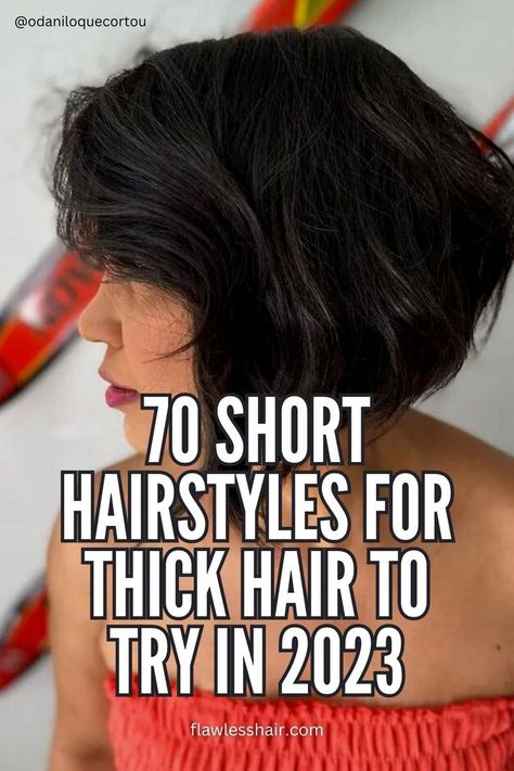 Trendy short hairstyles for thick hair - Find the perfect short haircuts for thick hair with medium length haircuts and stylish short thick hair styles. #ShortHairstylesForThickHair #MediumLengthHaircut #TrendyShortHaircuts #ShortThickHairstyles #StylishShortHaircuts Short Thick Hair Styles, 70 Short Hairstyles, Short Thick Hair, Short Haircuts For Thick Hair, Medium Length Haircuts, Haircuts For Thick Hair, Thick Hair Cuts, Day Hairstyles, Thick Wavy Hair