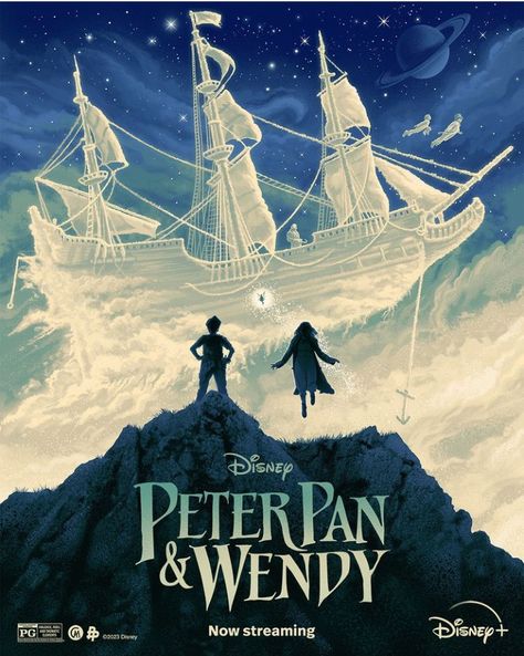 PETER PAN & WENDY (2023) Peter Pan Movie, Peter Pan And Wendy, Peter Pan Wendy, Disney Movie Posters, Disney Now, Peter And Wendy, Disney Live, Epic Movie, Disney Posters