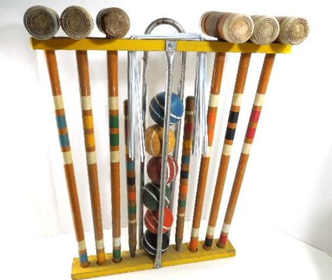 Spent some time playing croquet as a kid. Fun stuff. Vintage Croquet, Cap Photo, Croquet Set, Wood Stake, Lawn Games, South Bend, Adult Games, Wood Pieces, Outdoor Play