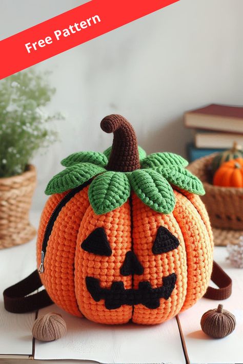 Create a fun and spooky crochet pumpkin backpack with this easy pattern. Perfect for Halloween or adding a playful touch to any outfit! Spooky Crochet, Mochila Crochet, Halloween Crochet Patterns, Crochet Plant, Afghan Crochet, Crochet Pumpkin, Crochet Creations, Halloween Crochet, Pumpkin Pattern