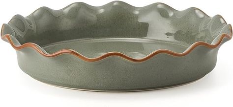 Amazon.com: SIDUCAL Ceramic Pie Pan for Baking[10.5 inch],Reusable NonStick Ceramic Pie Plate with Ruffled Edge,Deep and Fluted Pie Dish for Apple Pie,Quiche,Pot Pies, Tart, etc（Green）: Home & Kitchen Quiche Pan, Baked Pie Crust, Ceramic Baking Dish, Holiday Pies, Pot Pies, Baked Macaroni, Pie Pan, Meat Pie, Coffee Cup Set