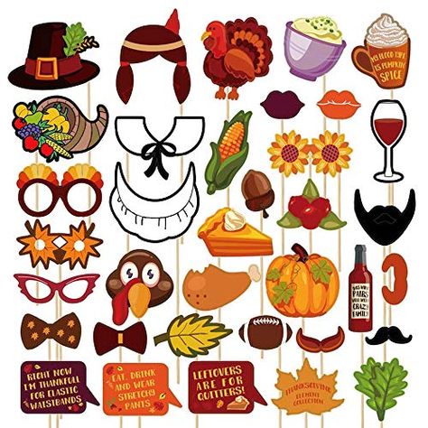 36pcs Thanksgiving Photo Booth Props Thanksgiving Party Favor - Selfie Props, Funny Prop Signs Pumpkin Turkey Corn Ma... Fall Harvest Party Decorations, Thanksgiving Photo Booth, Harvest Party Decorations, Turkey Wine, Thanksgiving Party Favors, Diy Photo Booth Props, Pumpkin Turkey, Fall Harvest Party, Fall Party Decorations