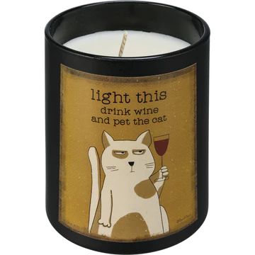 Cat Lover Favorites – Purrs and Whiskers Cat Crafts To Sell, Pet The Cat, Wine Glass Designs, Cat Candle, Sassy Cat, Vanilla Scent, Primitives By Kathy, Drink Wine, Funny Candles