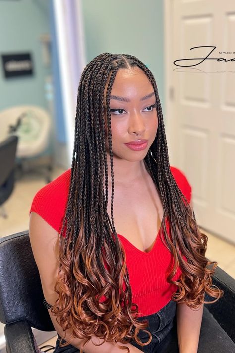 Box Braids With Curly Ends, Goddess Box Braids Crochet Hair, Braids Bohemian, Elegant Braids, Curly Braiding Hair, Braids With Curly Ends, Box Braids Crochet, Sleek Braid, Goddess Box Braids