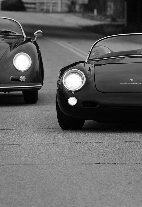 Carros Porsche, 550 Spyder, Porsche 356 Speedster, Porsche 550, Vintage Sports Cars, Porsche Classic, Vw Vintage, Black And White Photograph, Vw Porsche