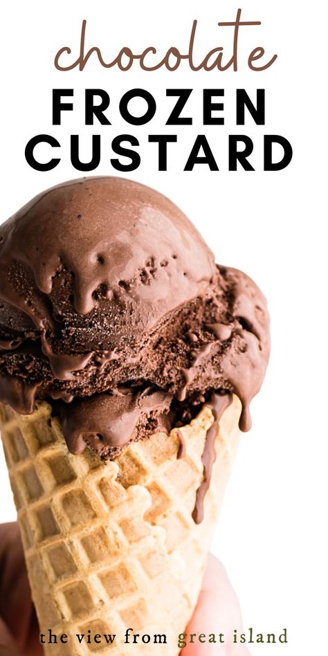 Frozen Custard Recipe, Frozen Custard Recipes, Custard Ice Cream, The View From Great Island, Custard Recipe, Frozen Kids, Ice Cream Maker Recipes, Chocolate Custard, Frozen Custard