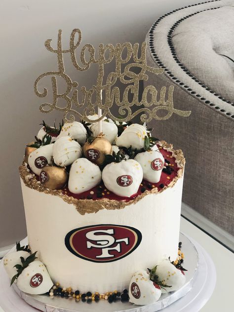 49 Cake Birthday, San Francisco 49ers Party Ideas, 49ers Birthday Cake For Men, Niners Birthday Party, 49ers Gifts For Him, 49er Treats, 49er Cake Ideas, 49ers Theme Party Ideas, 49er Themed Birthday Party