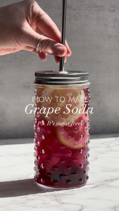 Soda Drinks Recipes, Grape Juice Recipe, Sparkling Grape Juice, Makanan Rendah Kalori, Healthy Soda, Iced Drinks Recipes, Homemade Soda, Drink Recipes Nonalcoholic, Soda Drinks