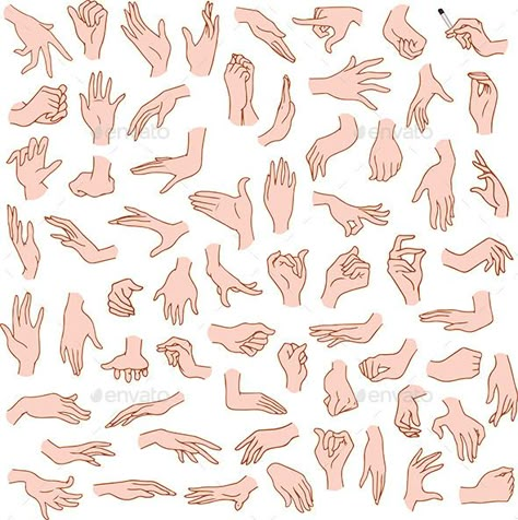 Vector illustrations pack of woman hands in various gestures. Seni Korea, Hands Drawing, Woman Hands, Drawing Hands, Hand Gestures, Anime Hands, Hand Drawing Reference, Hand Reference, Anime Drawings Tutorials