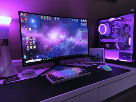 Pc Pictures, Rgb Design, Gaming Computer Setup, Smart Room, Purple Games, Computer Gaming Room, Setup Gaming, Diy Tech, Pc Gaming Setup