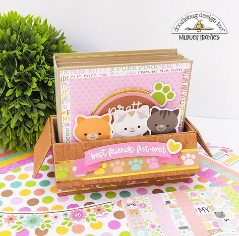 Doodlebug Design Inc Blog: PRETTY KITTY MY CUTE KITTEN MINI ALBUM | with Miguel Doodlebug Designs Mini Albums, Doodlebug Pretty Kitty, Candle Making Tutorial, Tags Ideas, Mini Scrapbook Album, Making Candles Diy, Digital Scrapbooking Freebies, Album Scrapbook, Pretty Kitty