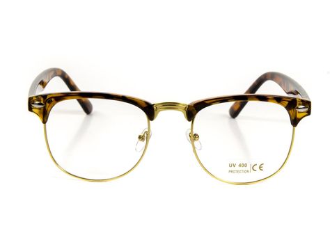 zeroUV - Vintage Inspired Classic Half Frame Horn Rimmed Clear Lens Glasses (Tortoise) Clubmaster Glasses, Retro Eye Glasses, Retro Eye, Horn Rimmed Glasses, Clear Eyeglasses, Clear Lens Glasses, Metal Bridge, Nerd Glasses, Nerd Fashion