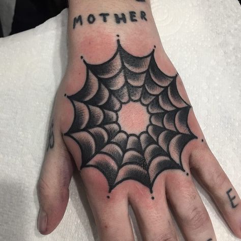 Trad Tattoo Spider Web, Traditional Web Tattoo, Traditional Spiderweb Tattoo, Spiderweb Tattoo Shoulder, Spiderweb Hand Tattoo, Spiderweb Shoulder Tattoo, Spiderweb Tattoo Traditional, Traditional Spider Web Tattoo, Spider Hand Tattoo