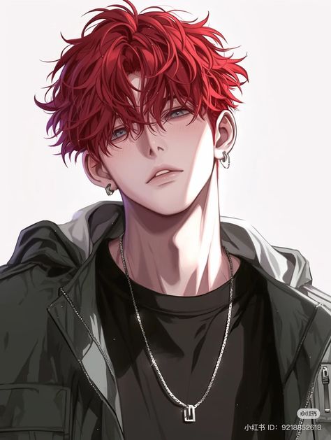 Cute Anime Guys With Red Hair, Ginger Male Oc, Red Haired Male Oc, Red Hair Guy Art, Anime Men Hair, Red Head Anime Boy, Red Hair Blue Eyes Boy, Red Haired Anime Guy, Red Hair Boy Art