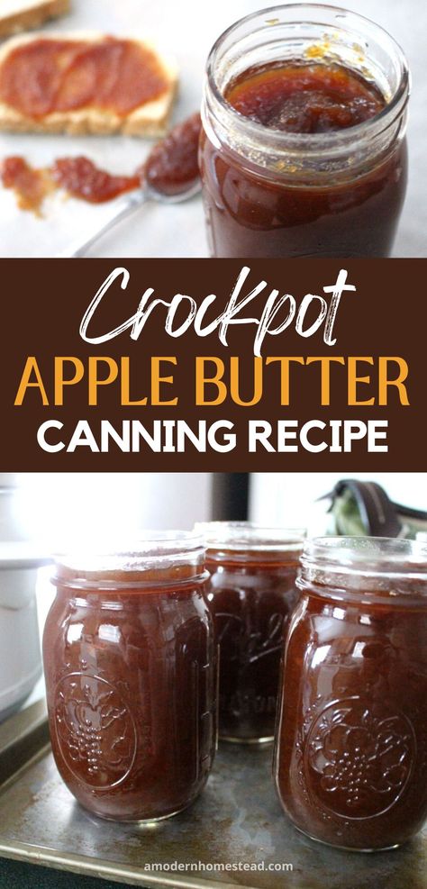 Canning Apple Butter (plus best tips!) Apple Butter Canning Recipe, Can Apple Butter, Easy Crockpot Apple Butter, Crockpot Apple Butter Recipe, Canning Apple Butter, Crockpot Apple Butter, Canning Apples, Crockpot Apple, Apple Butter Crock Pot