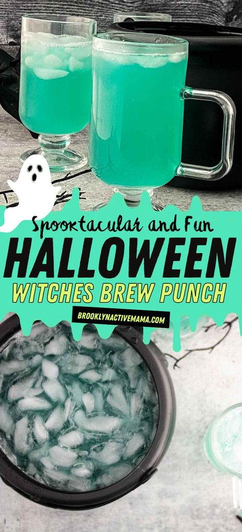 This Halloween Witches Brew Punch is so easy to make for a fun spooky holiday treat! Simple ingredients makes this delicious drink perfect for Halloween parties! Halloween Punch Alcohol, Witches Brew Punch, Easy Halloween Cocktails, Fun Halloween Drinks, Halloween Party Punch, Halloween Themed Drinks, Halloween Punch Recipes, Alcoholic Punch Recipes, Halloween Party Drinks