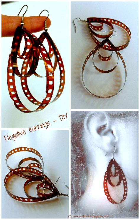 Use old negatives to make earrings... super-simple DIY Old Negatives Ideas, Film Negative Crafts, Film Negatives, Negative Film, Photo Negative, Rings Diy, Bar Studs, Recycled Jewelry, Upcycled Jewelry