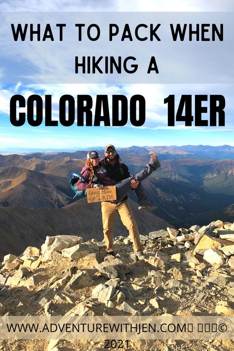 Adventure With Jen - What to pack when preparing to hike a Colorado 14er. Essential list of items you cannot leave behind. INSTAGRAM @AdventureWithJen Hiking In Colorado, Colorado 14ers, Colorado Camping, Hiking Day Pack, Explore Colorado, Hiking Essentials, State Of Colorado, Hiking Spots, Utah Travel