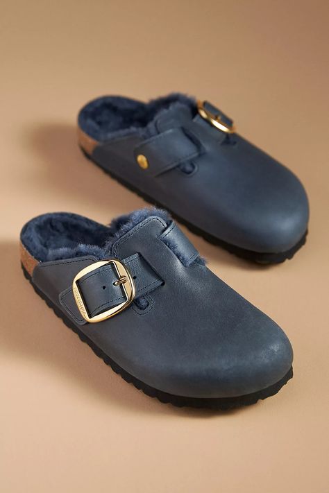 Birkenstock Boston Big Buckle Shearling Clogs | Anthropologie Birk Clogs, Boston Big Buckle, Shearling Clogs, Birkenstock Colors, Birkenstock Mules, Clog Sandals, Birkenstock Boston, Mule Clogs, Shoe Shop