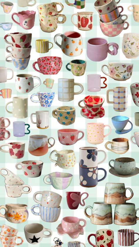 Ceramic Cafe, Diy Pottery Painting, Home Coffee Bar, Diy Ceramic, Diy Cups, Diy Pottery, Ceramics Ideas Pottery, Diy Clay Crafts, Clay Ceramics