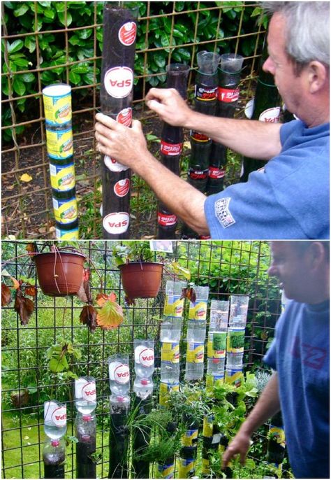 20 DIY Vertical Gardens That Give You Joy In Small Spaces #gardens #gardening #verticalgardens #diy #containergardening Milk Jug Garden, Vertical Gardening Diy, Vertical Garden Tower, Tower Gardening, Diy Vertical Garden, Plastic Bottle Planter, Garden Seating Area, Vertical Vegetable Garden, Backyard Garden Layout