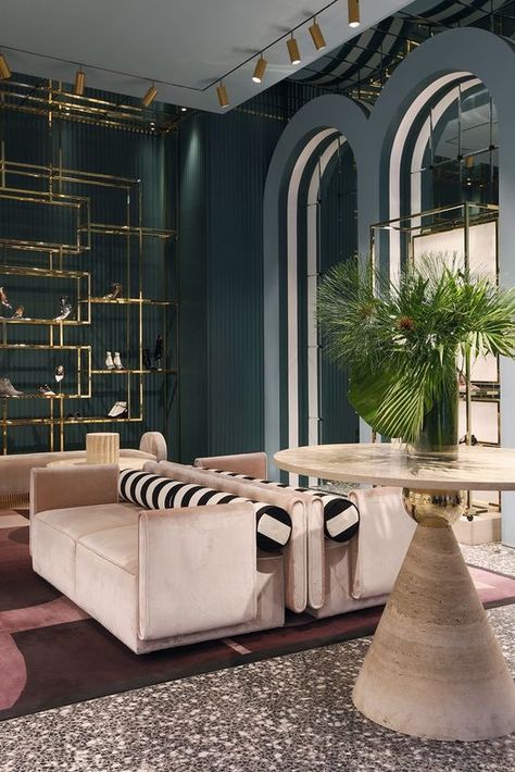 ‣‣ Aquazzura by Humbert & Poyet Hollywood Glam Interior Design, Glam Interior Design, Modern Cozy Living Room, Vintage Farmhouse Kitchen, Boutique Interior, Luxury House Designs, Decoration Inspiration, Hollywood Glam, Boutique Design