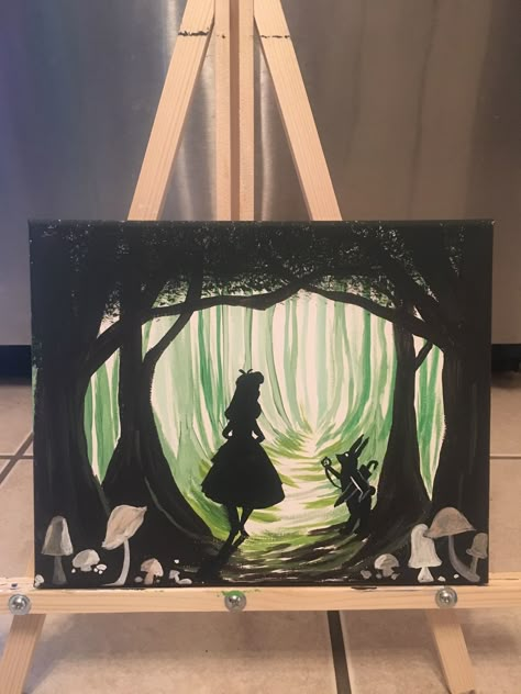 Alice In Wonderland Paintings, Disney Canvas Paintings, Unique Wrist Tattoos, Wrist Tattoo Designs, Disney Canvas Art, Disney Canvas, Disney Paintings, Hippie Painting, Simple Canvas Paintings