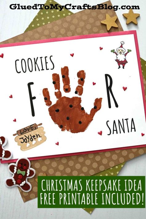 #gluedtomycrafts Handprint Cookies For Santa - Christmas Keepsake Christmas Art Crafts For Toddlers, Cookie Handprint, One Year Old Christmas Crafts, Handprint Cookies, Christmas Projects For Toddlers, Holiday Crafts For Toddlers, Christmas Handprints, Handprint Alphabet, Baby Christmas Crafts