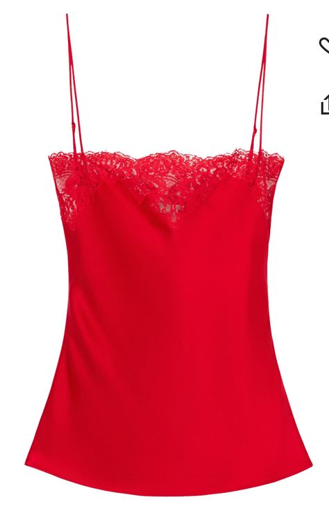 Red Camisole, Valentino Red, Lace Sleeveless Top, Lipstick Red, City Dress, Satin Top, Summer Beach Wear, Ballet Flat Shoes, Red Lace