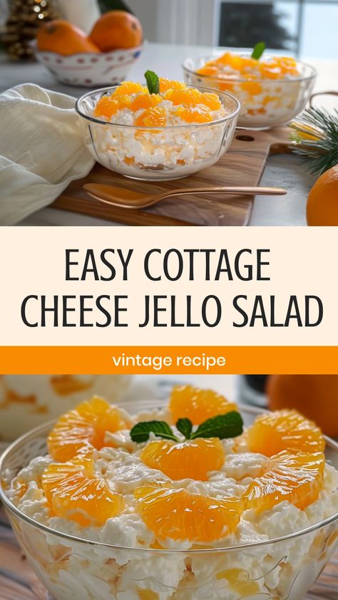 Indulge in a delightful blend of sweet and savory with this classic recipe for cottage cheese jello salad. This creamy and fruity treat is perfect for potlucks, picnics, or simply as a refreshing side dish for any meal. With layers of fluffy whipped cream and colorful jello mixed with the rich texture of cottage cheese, this salad is a nostalgic favorite that never fails to impress.

Ingredients
2 cups 2% low fat cottage cheese
1 large can crushed pineapple, well drained
1 small packet orange je Cottage Cheese With Jello Recipes, Cottage Cheese Jello Recipes, Pineapple Cottage Cheese Jello, Orange Jello Cottage Cheese Salad, Lemon Lime Jello Salad Cottage Cheese, Orange Cottage Cheese Salad, Cottage Cheese Orange Jello Salad, Cottage Cheese Pineapple Jello Salad, Pineapple Cottage Cheese Salad