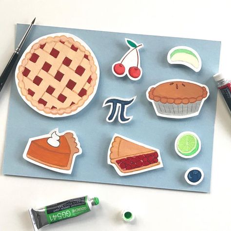 @mikim.creative on Instagram: “It’s Pi Day. 👽  #happypiday #piday #pie #pi #card #illustration #illustrator #illustragram #illustrations #illustrationartists…” Pi Sign, Pie Blueberry, Happy Pi Day, Acrylic Gouache, Blueberry Pie, Pi Day, Card And Envelope, Cherry Pie, Card Illustration