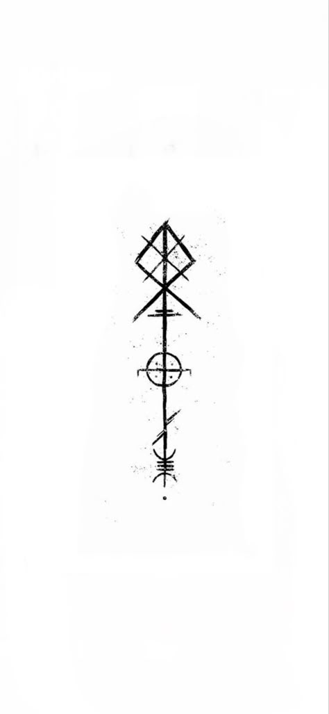 Viking Star Tattoo, Norse Minimalist Tattoo, Viking Tattoos Simple, Odin Tattoo Simple, Viking Strength Symbol, Odins Spear Tattoo Design, Warrior Rune Tattoo, Spear Of Odin Tattoo, Odin Spear Gungnir