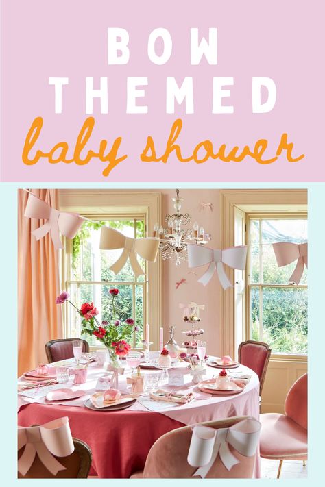 Bow Themed Baby Shower Baby Shower Pink Theme, Pink Bows Baby Shower Theme, Baby Shower Bow Theme, Bow Baby Shower Theme Girl, Coquette Baby Shower Theme, Tutu Baby Shower Theme, Pink Bow Baby Shower Theme, Girl Baby Shower Ideas, Tutu Baby Shower