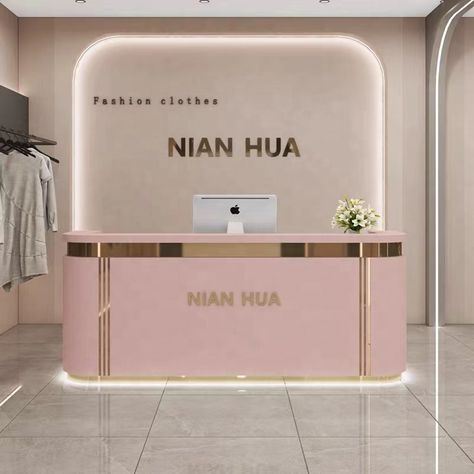 High-end Pink Checkout Counter Modern Reception Counter Desk Design Beauty Shop Marble White Salon Desk Front Desk Reception https://m.alibaba.com/product/1600489399094/High-end-Pink-Checkout-Counter-Modern-Reception.html?__sceneInfo={"cacheTime":"1800000","type":"appDetailShare"} Shop Counter Back Wall Design, Counter Desk Design, Pink Reception Desk, Modern Reception Counter, Salon Desk, Modern Reception Desk Design, Fashion Shop Interior, Reception Counter Design, Front Desk Reception